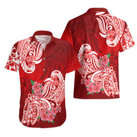 Polynesian Hawaiian Shirt Pacific Flower Mix Floral Tribal Tattoo Red Vibe - Wonder Print Shop