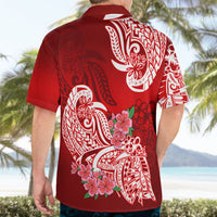 Polynesian Hawaiian Shirt Pacific Flower Mix Floral Tribal Tattoo Red Vibe - Wonder Print Shop