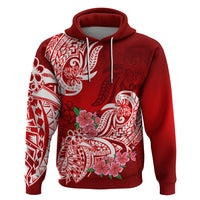 Polynesian Hoodie Pacific Flower Mix Floral Tribal Tattoo Red Vibe - Wonder Print Shop