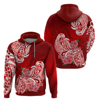 Polynesian Hoodie Pacific Flower Mix Floral Tribal Tattoo Red Vibe - Wonder Print Shop