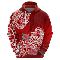 Polynesian Hoodie Pacific Flower Mix Floral Tribal Tattoo Red Vibe - Wonder Print Shop
