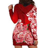 Polynesian Hoodie Dress Pacific Flower Mix Floral Tribal Tattoo Red Vibe - Wonder Print Shop