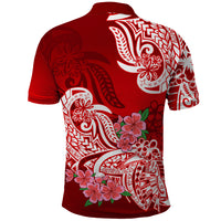 Polynesian Polo Shirt Pacific Flower Mix Floral Tribal Tattoo Red Vibe - Wonder Print Shop