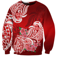 Polynesian Sweatshirt Pacific Flower Mix Floral Tribal Tattoo Red Vibe - Wonder Print Shop