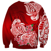 Polynesian Sweatshirt Pacific Flower Mix Floral Tribal Tattoo Red Vibe - Wonder Print Shop