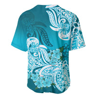 Polynesian Baseball Jersey Pacific Flower Mix Floral Tribal Tattoo Aqua Vibe LT9 - Wonder Print Shop