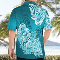 Polynesian Hawaiian Shirt Pacific Flower Mix Floral Tribal Tattoo Aqua Vibe - Wonder Print Shop