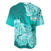 Polynesian Baseball Jersey Pacific Flower Mix Floral Tribal Tattoo Turquoise Vibe LT9 - Wonder Print Shop