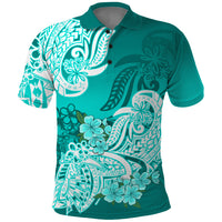 Polynesian Polo Shirt Pacific Flower Mix Floral Tribal Tattoo Turquoise Vibe - Wonder Print Shop