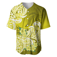 Polynesian Baseball Jersey Pacific Flower Mix Floral Tribal Tattoo Yellow Vibe LT9 - Wonder Print Shop