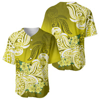 Polynesian Baseball Jersey Pacific Flower Mix Floral Tribal Tattoo Yellow Vibe LT9 - Wonder Print Shop