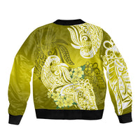 Polynesian Bomber Jacket Pacific Flower Mix Floral Tribal Tattoo Yellow Vibe LT9 - Wonder Print Shop