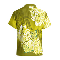 Polynesian Hawaiian Shirt Pacific Flower Mix Floral Tribal Tattoo Yellow Vibe - Wonder Print Shop