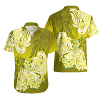 Polynesian Hawaiian Shirt Pacific Flower Mix Floral Tribal Tattoo Yellow Vibe - Wonder Print Shop