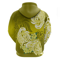 Polynesian Hoodie Pacific Flower Mix Floral Tribal Tattoo Yellow Vibe - Wonder Print Shop