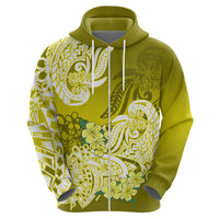 Polynesian Hoodie Pacific Flower Mix Floral Tribal Tattoo Yellow Vibe - Wonder Print Shop