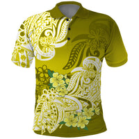 Polynesian Polo Shirt Pacific Flower Mix Floral Tribal Tattoo Yellow Vibe - Wonder Print Shop