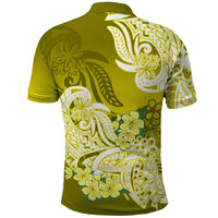 Polynesian Polo Shirt Pacific Flower Mix Floral Tribal Tattoo Yellow Vibe - Wonder Print Shop