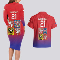 Custom Czech Republic Couples Matching Long Sleeve Bodycon Dress and Hawaiian Shirt Unique Double Tailed Lion LT9 - Wonder Print Shop