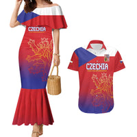 Custom Czech Republic Couples Matching Mermaid Dress and Hawaiian Shirt Unique Double Tailed Lion LT9 - Wonder Print Shop