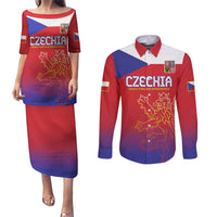 Custom Czech Republic Couples Matching Puletasi and Long Sleeve Button Shirt Unique Double Tailed Lion LT9 - Wonder Print Shop