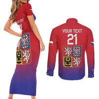 Custom Czech Republic Couples Matching Short Sleeve Bodycon Dress and Long Sleeve Button Shirt Unique Double Tailed Lion LT9 - Wonder Print Shop