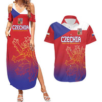 Custom Czech Republic Couples Matching Summer Maxi Dress and Hawaiian Shirt Unique Double Tailed Lion LT9 - Wonder Print Shop