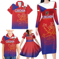 Custom Czech Republic Family Matching Long Sleeve Bodycon Dress and Hawaiian Shirt Unique Double Tailed Lion LT9 - Wonder Print Shop