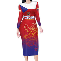 Custom Czech Republic Family Matching Long Sleeve Bodycon Dress and Hawaiian Shirt Unique Double Tailed Lion LT9 - Wonder Print Shop