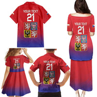 Custom Czech Republic Family Matching Puletasi and Hawaiian Shirt Unique Double Tailed Lion - Wonder Print Shop