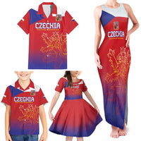 Custom Czech Republic Family Matching Tank Maxi Dress and Hawaiian Shirt Unique Double Tailed Lion - Wonder Print Shop