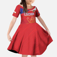 Custom Czech Republic Kid Short Sleeve Dress Unique Double Tailed Lion - Wonder Print Shop