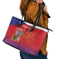 Custom Czech Republic Leather Tote Bag Unique Double Tailed Lion - Wonder Print Shop