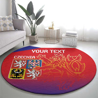 Custom Czech Republic Round Carpet Unique Double Tailed Lion