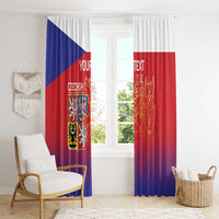 Custom Czech Republic Window Curtain Unique Double Tailed Lion - Wonder Print Shop