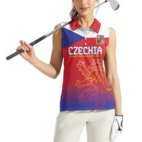 Custom Czech Republic Women Sleeveless Polo Shirt Unique Double Tailed Lion - Wonder Print Shop