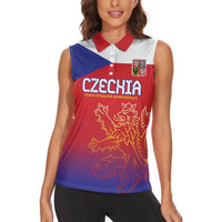 Custom Czech Republic Women Sleeveless Polo Shirt Unique Double Tailed Lion - Wonder Print Shop