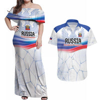 Personalized Russia Double-headed Eagle Couples Matching Off Shoulder Maxi Dress and Hawaiian Shirt Special Flag Style LT9 - Wonder Print Shop
