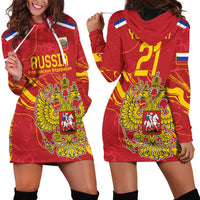 Custom Russia with Double-headed Eagle Hoodie Dress - Wonder Print Shop