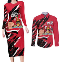 Trinidad and Tobago 1962 Personalized Couples Matching Long Sleeve Bodycon Dress and Long Sleeve Button Shirt Happy Independence Day August 31th - Wonder Print Shop