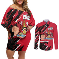 Trinidad and Tobago 1962 Personalized Couples Matching Off Shoulder Short Dress and Long Sleeve Button Shirt Happy Independence Day August 31th - Wonder Print Shop