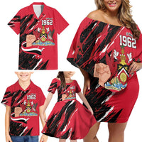 Trinidad and Tobago 1962 Personalized Family Matching Off Shoulder Short Dress and Hawaiian Shirt Happy Independence Day August 31th - Wonder Print Shop