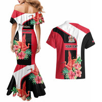 Trinidad and Tobago Personalized Couples Matching Mermaid Dress and Hawaiian Shirt Scarlet Ibis Tropical - Wonder Print Shop