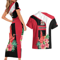 Trinidad and Tobago Personalized Couples Matching Short Sleeve Bodycon Dress and Hawaiian Shirt Scarlet Ibis Tropical - Wonder Print Shop