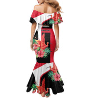 Trinidad and Tobago Personalized Family Matching Mermaid Dress and Hawaiian Shirt Scarlet Ibis Tropical - Wonder Print Shop