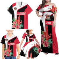 Trinidad and Tobago Personalized Family Matching Off Shoulder Maxi Dress and Hawaiian Shirt Scarlet Ibis Tropical - Wonder Print Shop