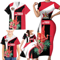 Trinidad and Tobago Personalized Family Matching Short Sleeve Bodycon Dress and Hawaiian Shirt Scarlet Ibis Tropical - Wonder Print Shop