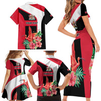 Trinidad and Tobago Personalized Family Matching Short Sleeve Bodycon Dress and Hawaiian Shirt Scarlet Ibis Tropical - Wonder Print Shop
