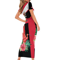 Trinidad and Tobago Personalized Family Matching Short Sleeve Bodycon Dress and Hawaiian Shirt Scarlet Ibis Tropical - Wonder Print Shop