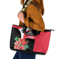 Trinidad and Tobago Personalized Leather Tote Bag Scarlet Ibis Tropical - Wonder Print Shop